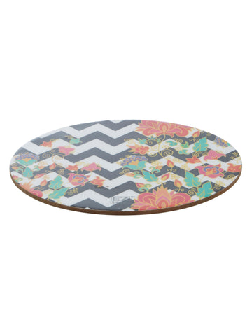 Zig Zag Blossom - Large Wooden Trivet (Multicolor)